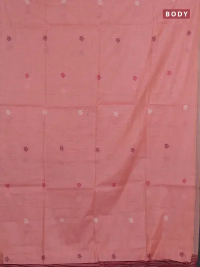Peach Orange and Pink Jamdhani Cotton Saree